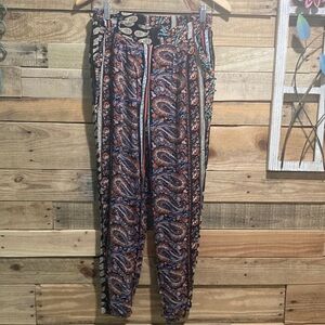 Rue21 Women's Loungewear, Lightweight Boho Stretchy Lounge Pants, Black, Medium